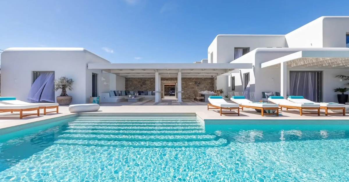Billionaire compound booking in Mykonos with adjacent luxury villas and private yacht access